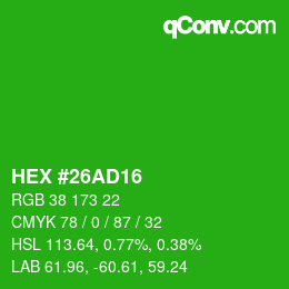 颜色代码: HEX #26AD16 | qconv.com