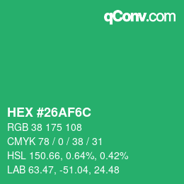 Color code: HEX #26AF6C | qconv.com