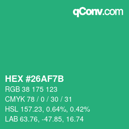 Color code: HEX #26AF7B | qconv.com