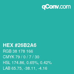 Color code: HEX #26B2A6 | qconv.com