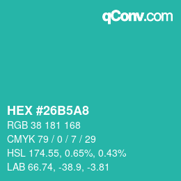 Código de color: HEX #26B5A8 | qconv.com