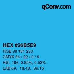 颜色代码: HEX #26B5E9 | qconv.com