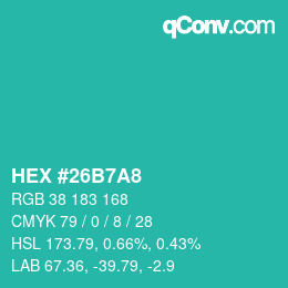 カラーコード: HEX #26B7A8 | qconv.com