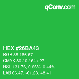 Color code: HEX #26BA43 | qconv.com