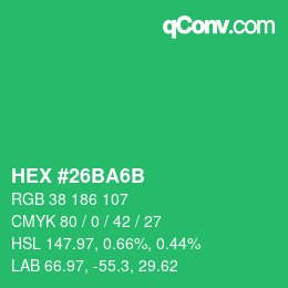 Color code: HEX #26BA6B | qconv.com
