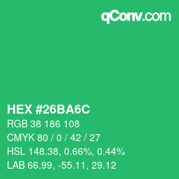 Farbcode: HEX #26BA6C | qconv.com