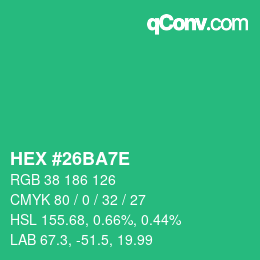 Color code: HEX #26BA7E | qconv.com