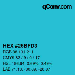 Color code: HEX #26BFD3 | qconv.com