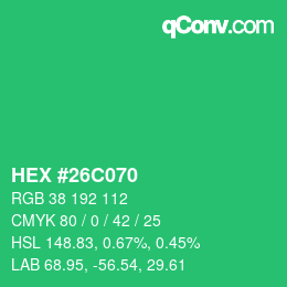 颜色代码: HEX #26C070 | qconv.com