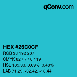 Color code: HEX #26C0CF | qconv.com