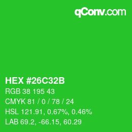 Color code: HEX #26C32B | qconv.com