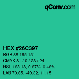 Color code: HEX #26C397 | qconv.com