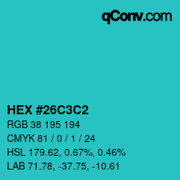 Color code: HEX #26C3C2 | qconv.com