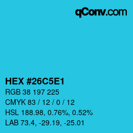 Color code: HEX #26C5E1 | qconv.com