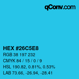 Código de color: HEX #26C5E8 | qconv.com