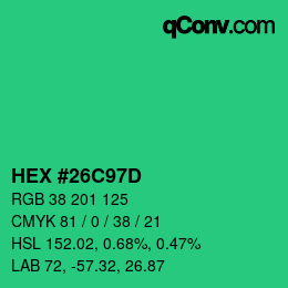 Color code: HEX #26C97D | qconv.com