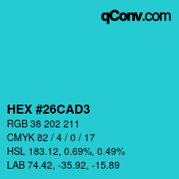 Color code: HEX #26CAD3 | qconv.com