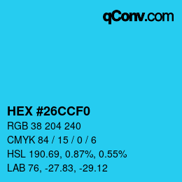 Color code: HEX #26CCF0 | qconv.com