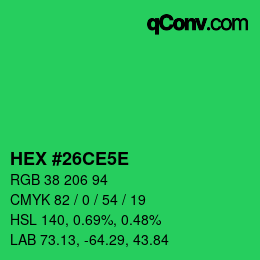 カラーコード: HEX #26CE5E | qconv.com