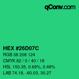 颜色代码: HEX #26D07C | qconv.com