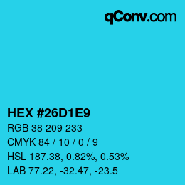 颜色代码: HEX #26D1E9 | qconv.com