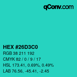 Color code: HEX #26D3C0 | qconv.com