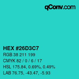 Color code: HEX #26D3C7 | qconv.com