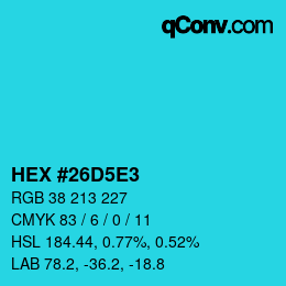 Color code: HEX #26D5E3 | qconv.com