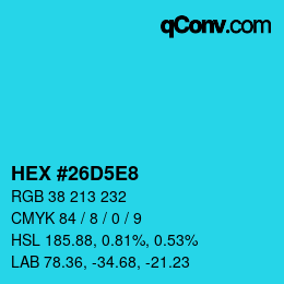 Color code: HEX #26D5E8 | qconv.com