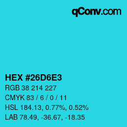 Color code: HEX #26D6E3 | qconv.com