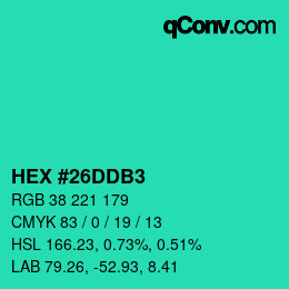 カラーコード: HEX #26DDB3 | qconv.com
