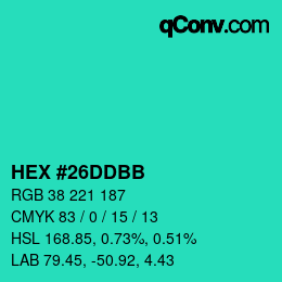 Color code: HEX #26DDBB | qconv.com
