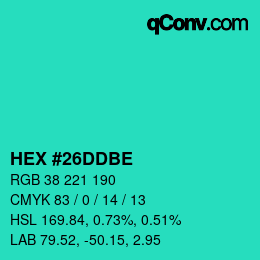 Color code: HEX #26DDBE | qconv.com