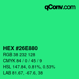 Color code: HEX #26E880 | qconv.com