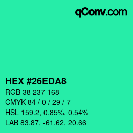 颜色代码: HEX #26EDA8 | qconv.com