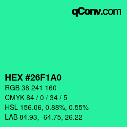 Color code: HEX #26F1A0 | qconv.com