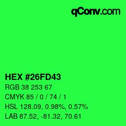 Color code: HEX #26FD43 | qconv.com