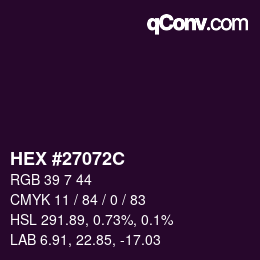 Color code: HEX #27072C | qconv.com