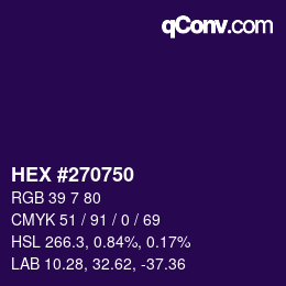 Color code: HEX #270750 | qconv.com