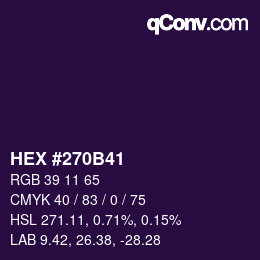Color code: HEX #270B41 | qconv.com