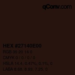 Color code: HEX #27140E00 | qconv.com