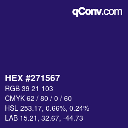 颜色代码: HEX #271567 | qconv.com