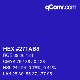 Color code: HEX #271AB8 | qconv.com