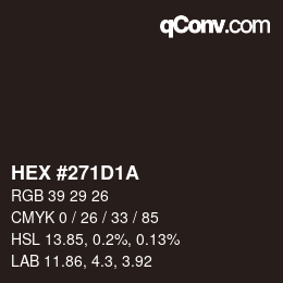 Color code: HEX #271D1A | qconv.com