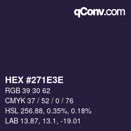 Color code: HEX #271E3E | qconv.com