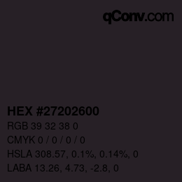 Farbcode: HEX #27202600 | qconv.com