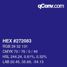 Farbcode: HEX #272083 | qconv.com