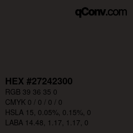 颜色代码: HEX #27242300 | qconv.com