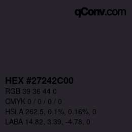 Color code: HEX #27242C00 | qconv.com
