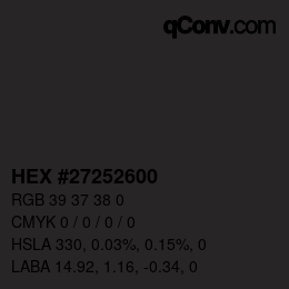 Color code: HEX #27252600 | qconv.com